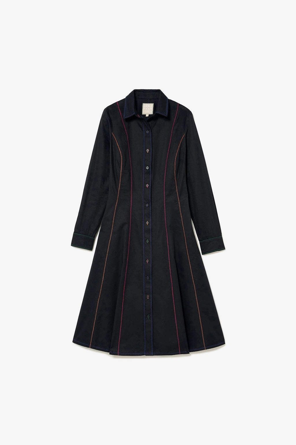 Larroude Elena Buttondown Dress In Black Percale