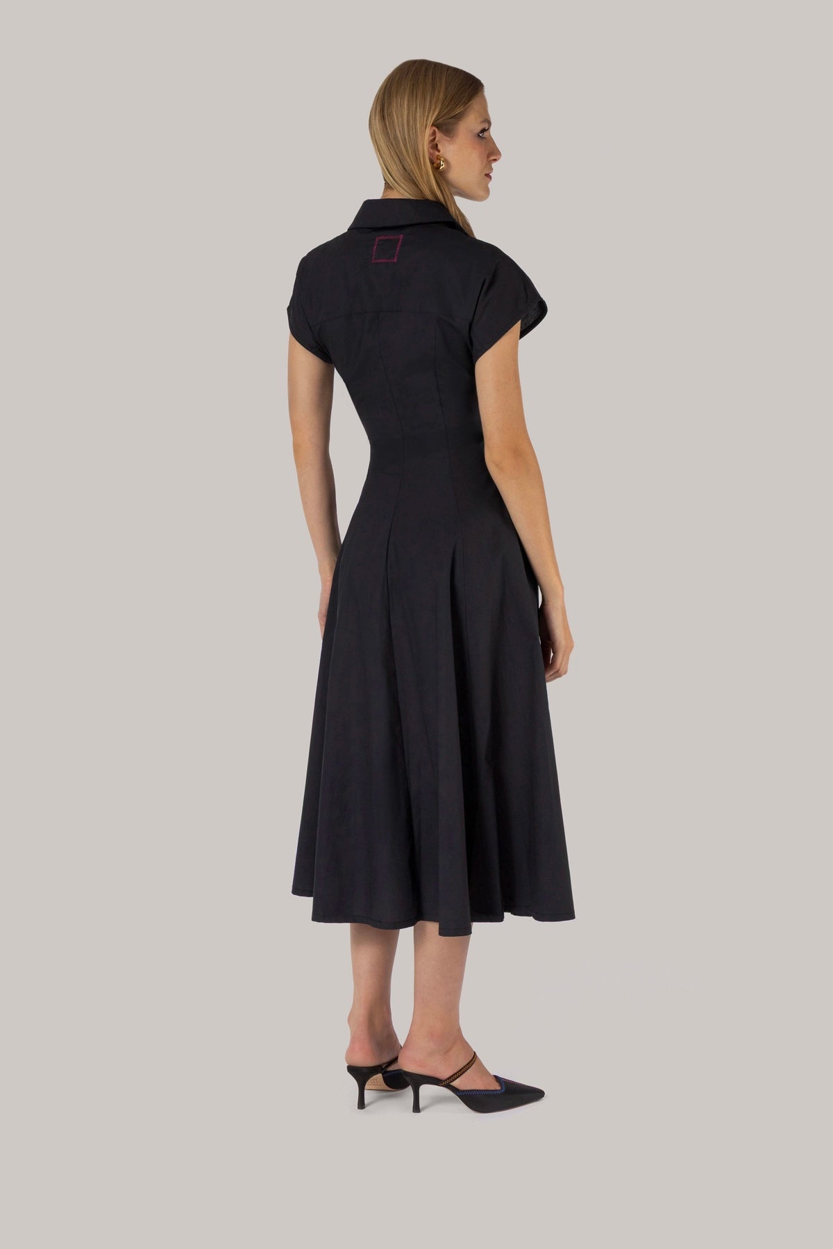 Larroude Jessica Buttondown Dress Black Percale