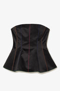 Larroude Claire Bustier Top In Black Satin