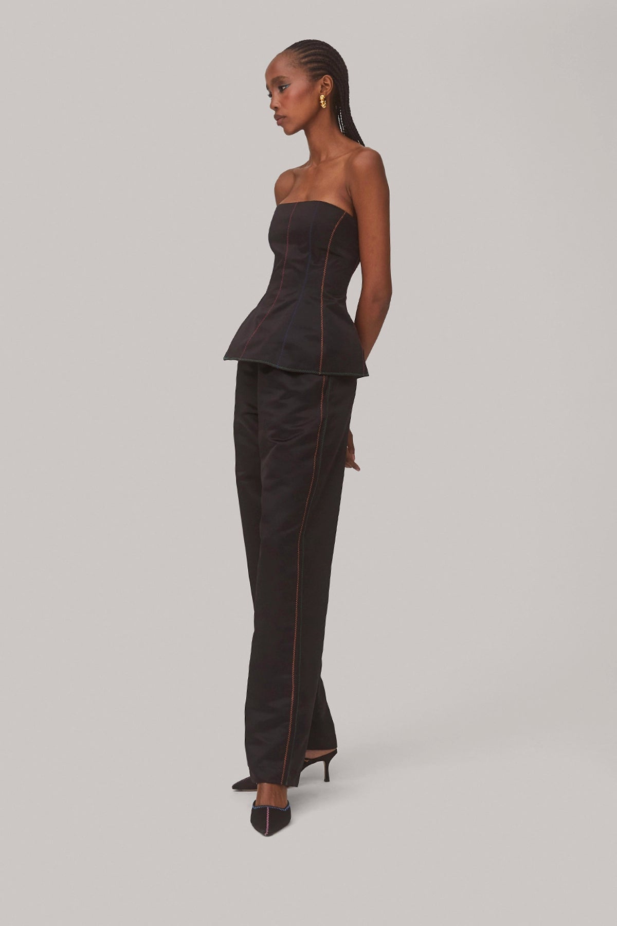 Larroude Claire Bustier Top In Black Satin