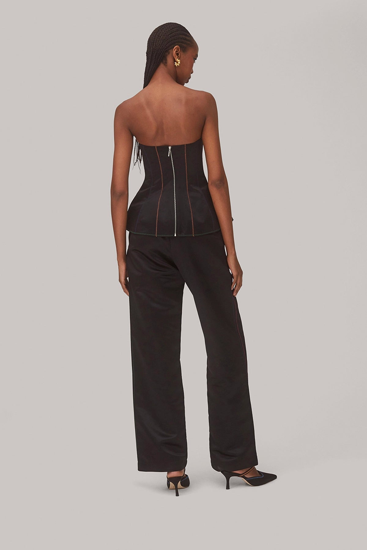 Larroude Claire Bustier Top In Black Satin