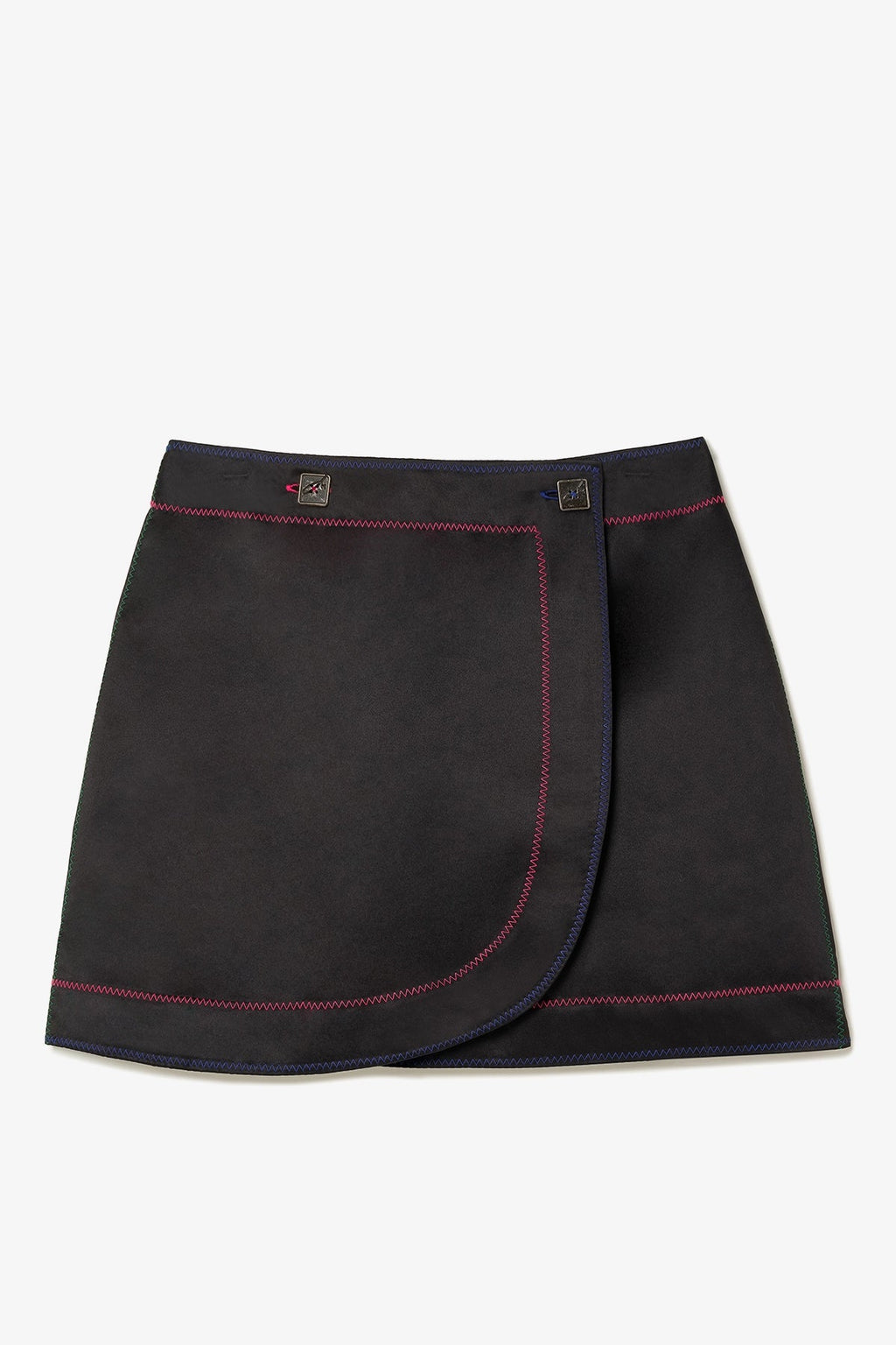 Larroude Marina Mini Skirt In Black Satin