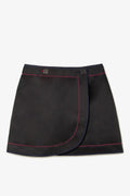 Larroude Marina Mini Skirt In Black Satin