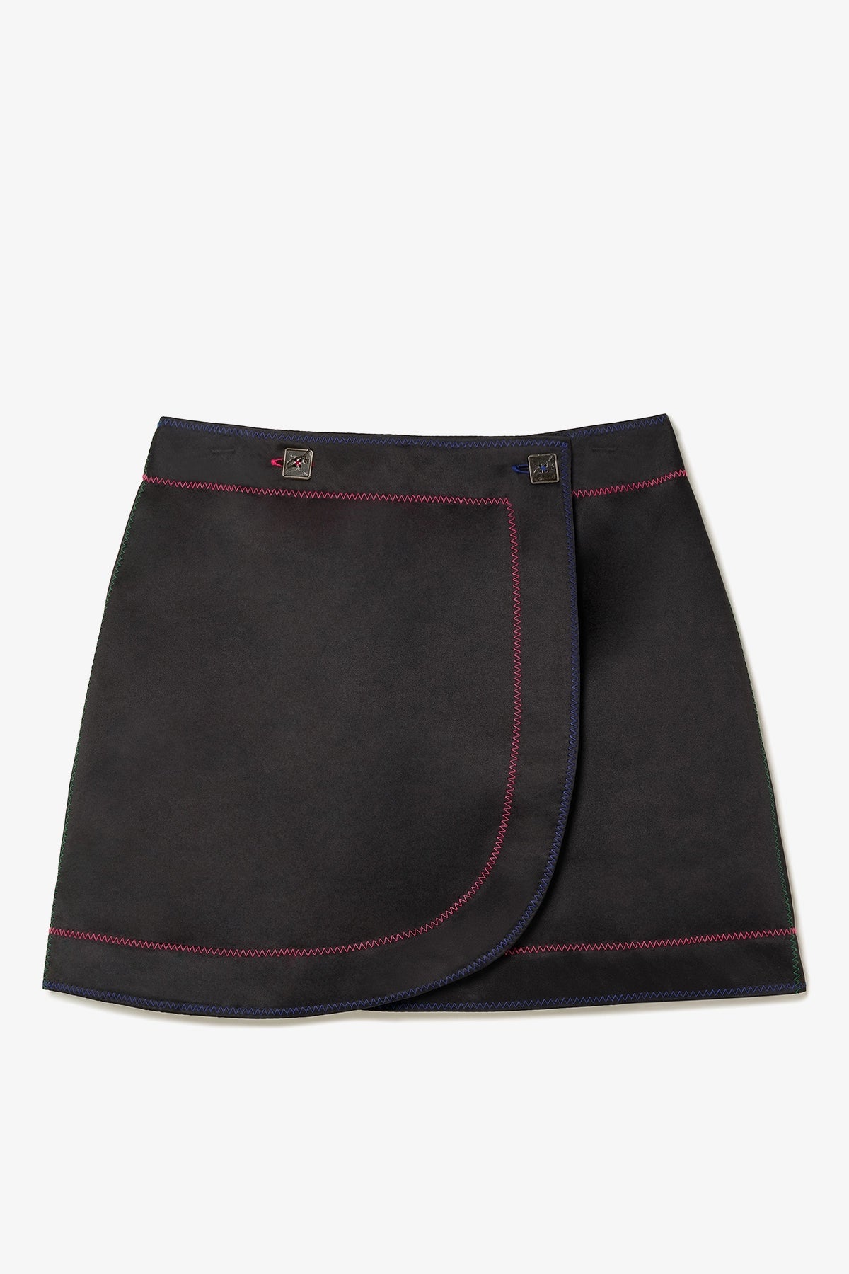 Larroude Marina Mini Skirt In Black Satin