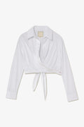 Larroude Rose Wrap Top In White Cotton