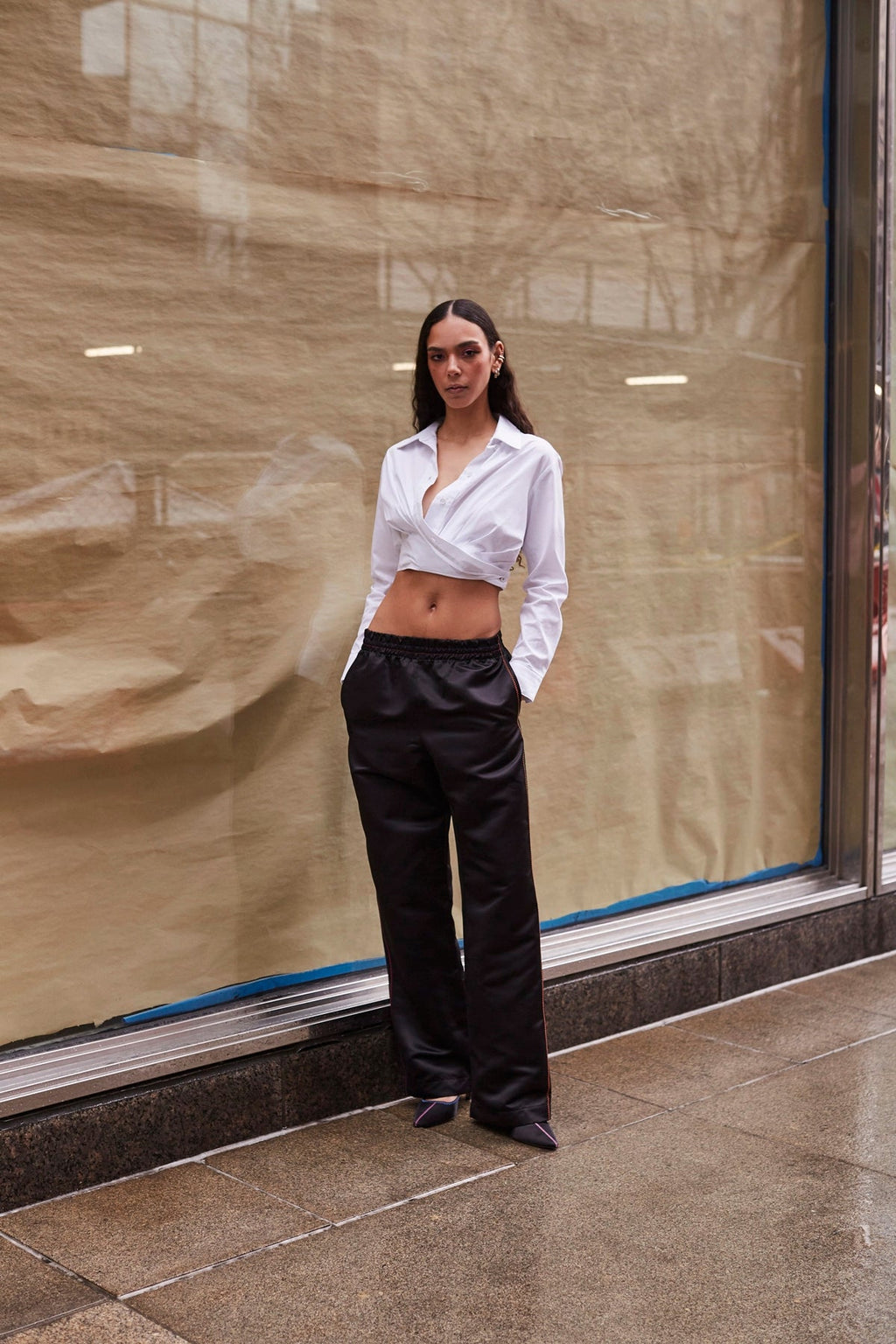 Larroude Rose Wrap Top In White Cotton