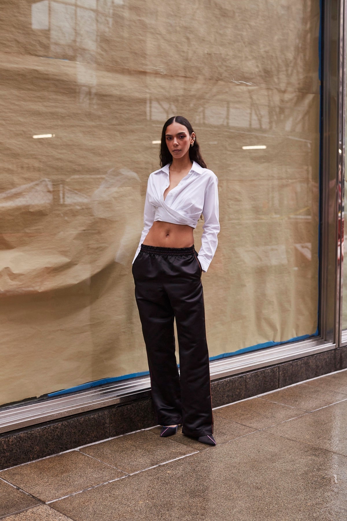 Larroude Rose Wrap Top In White Cotton
