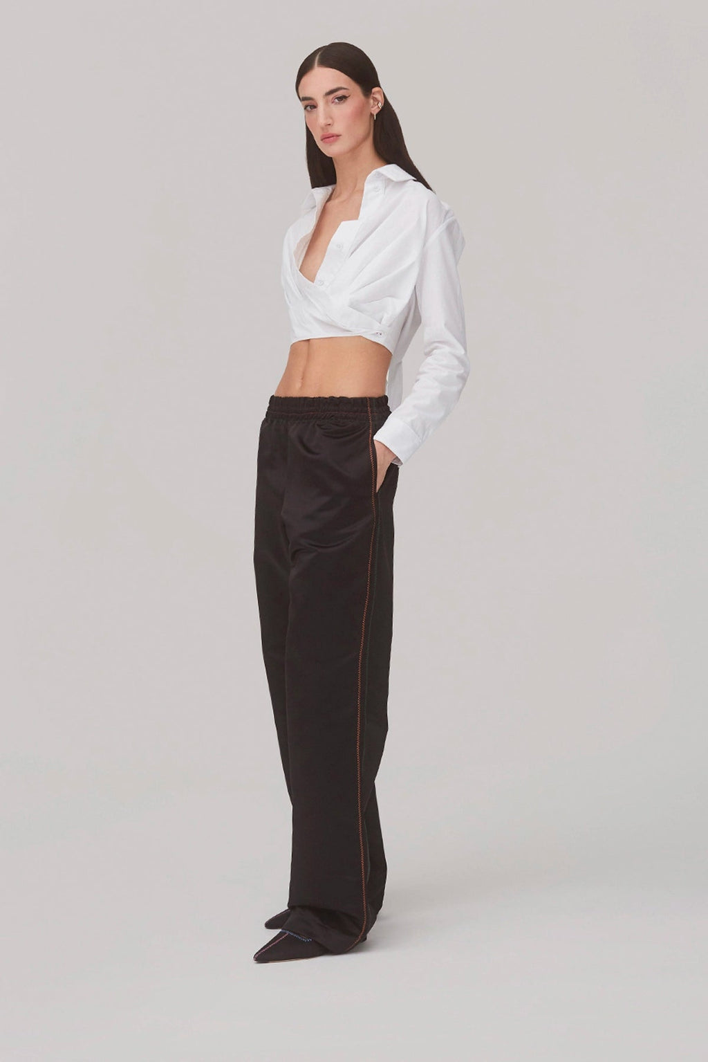Larroude Rose Wrap Top In White Cotton