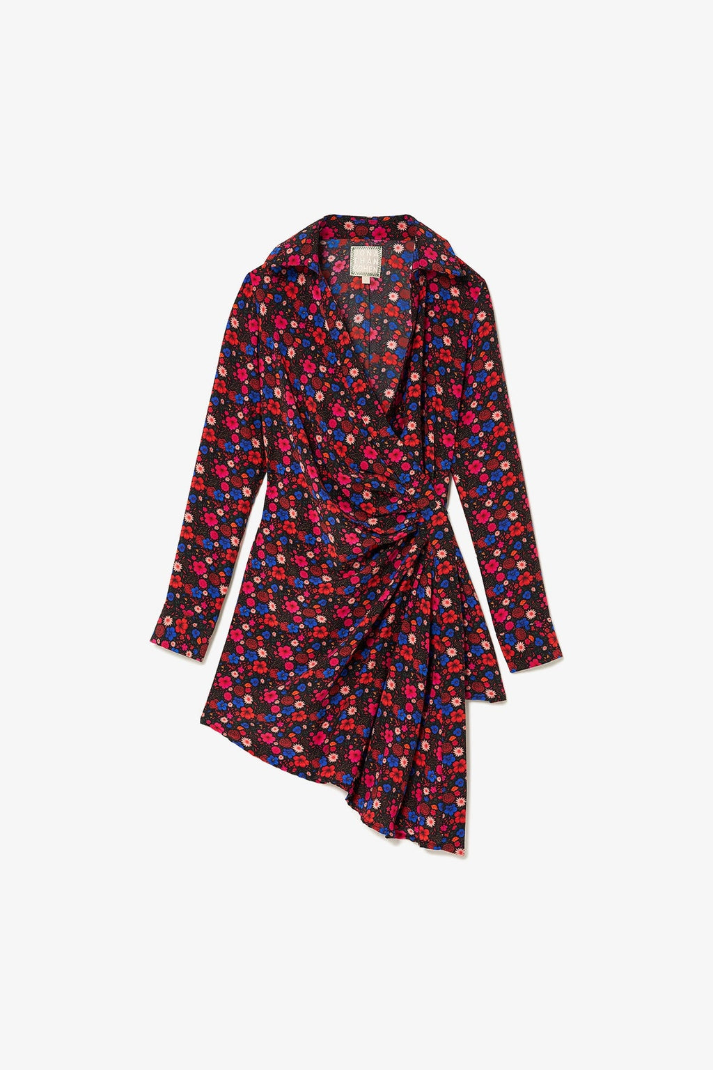 Larroude Sashi Wrap Dress In Black Floral Silk