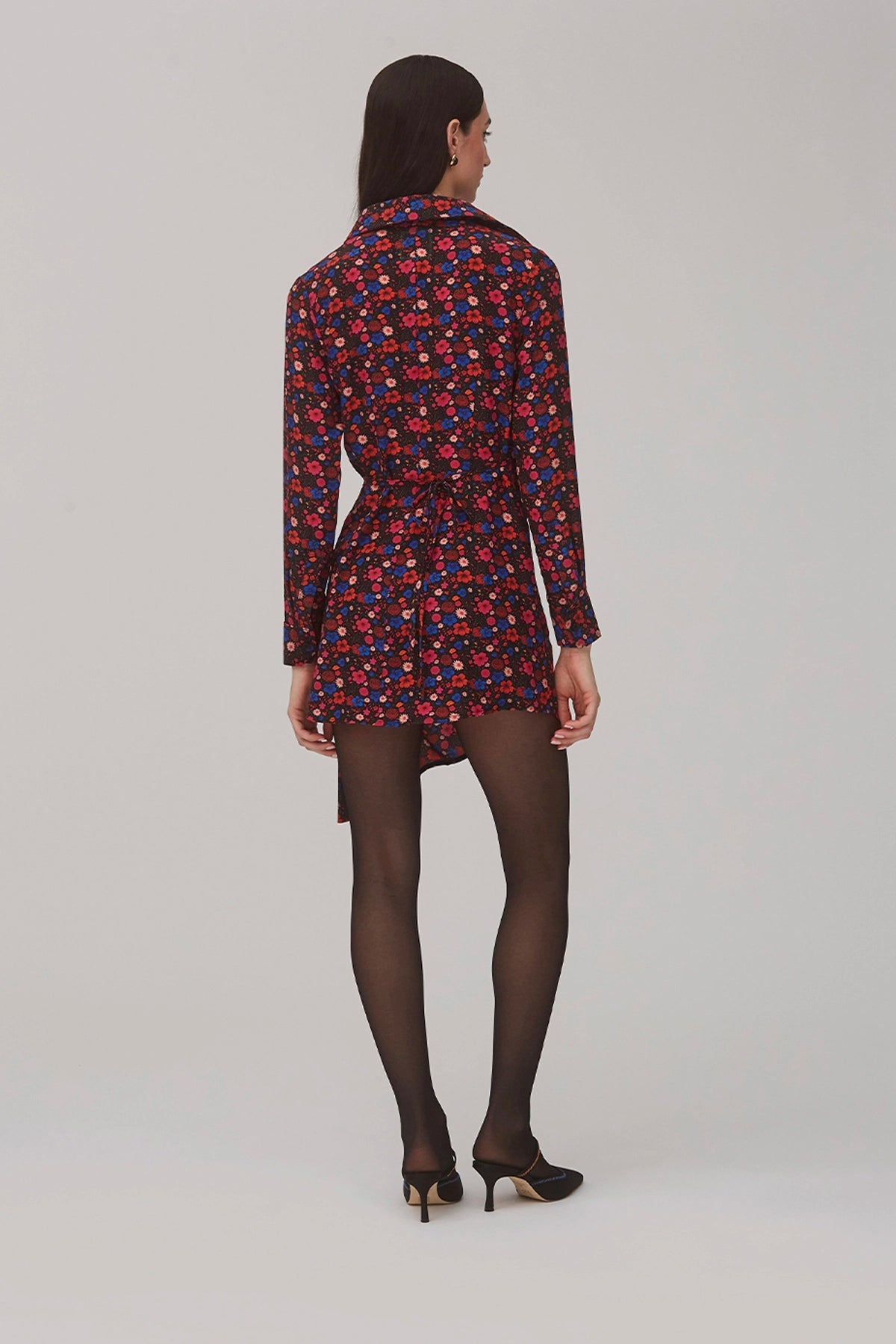 Larroude Sashi Wrap Dress In Black Floral Silk