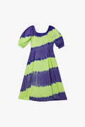 Larroude Marissa Dress Purple and Green Tie Dye Cotton