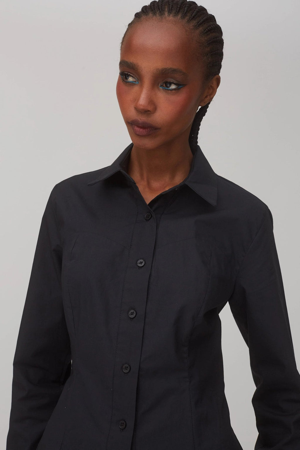 Larroude Eva Bustier Top In Black Percale