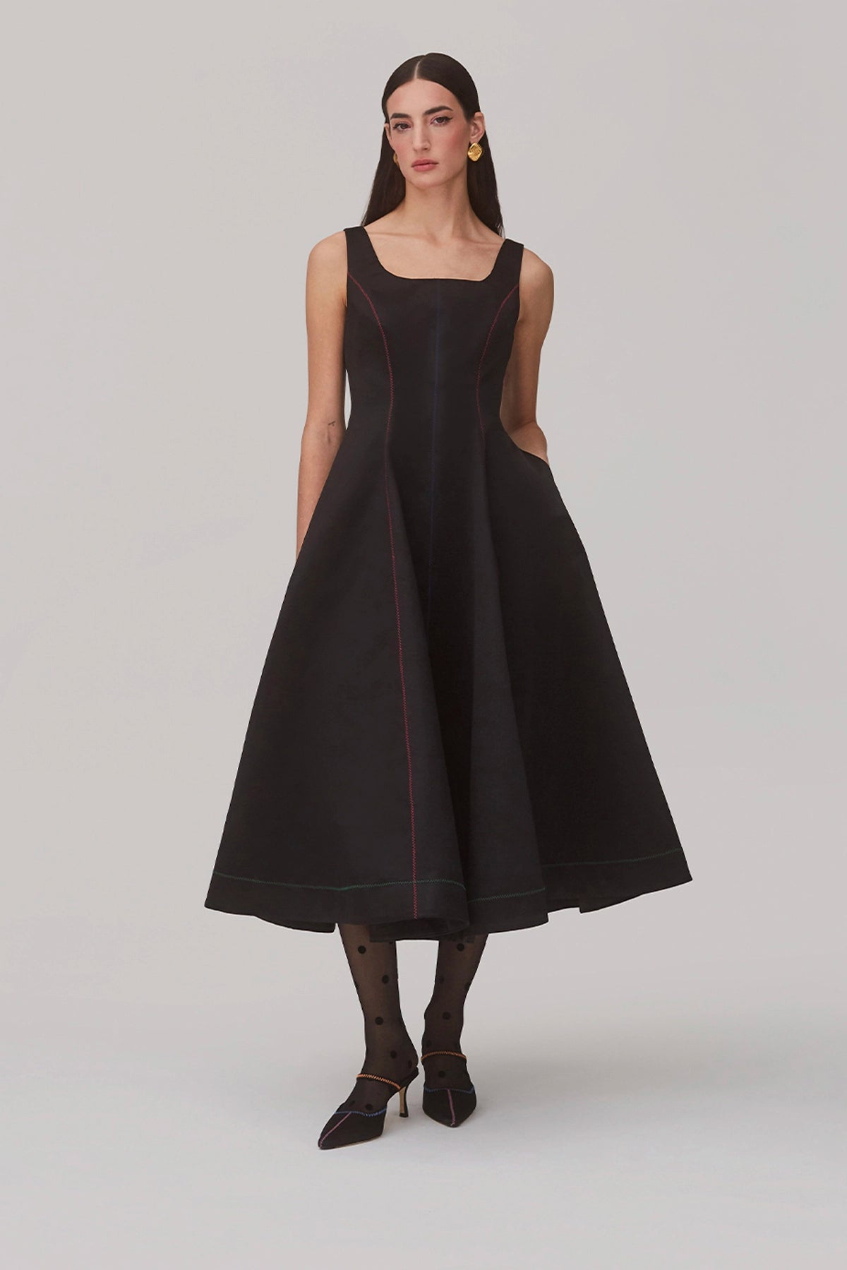 Larroude Sophia Dress In Black Satin