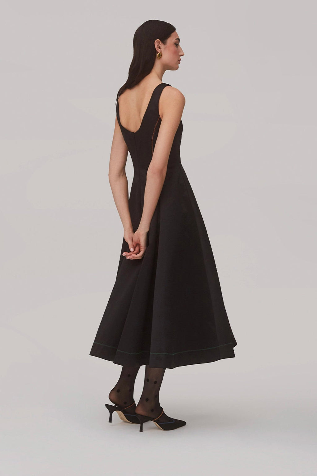 Larroude Sophia Dress In Black Satin