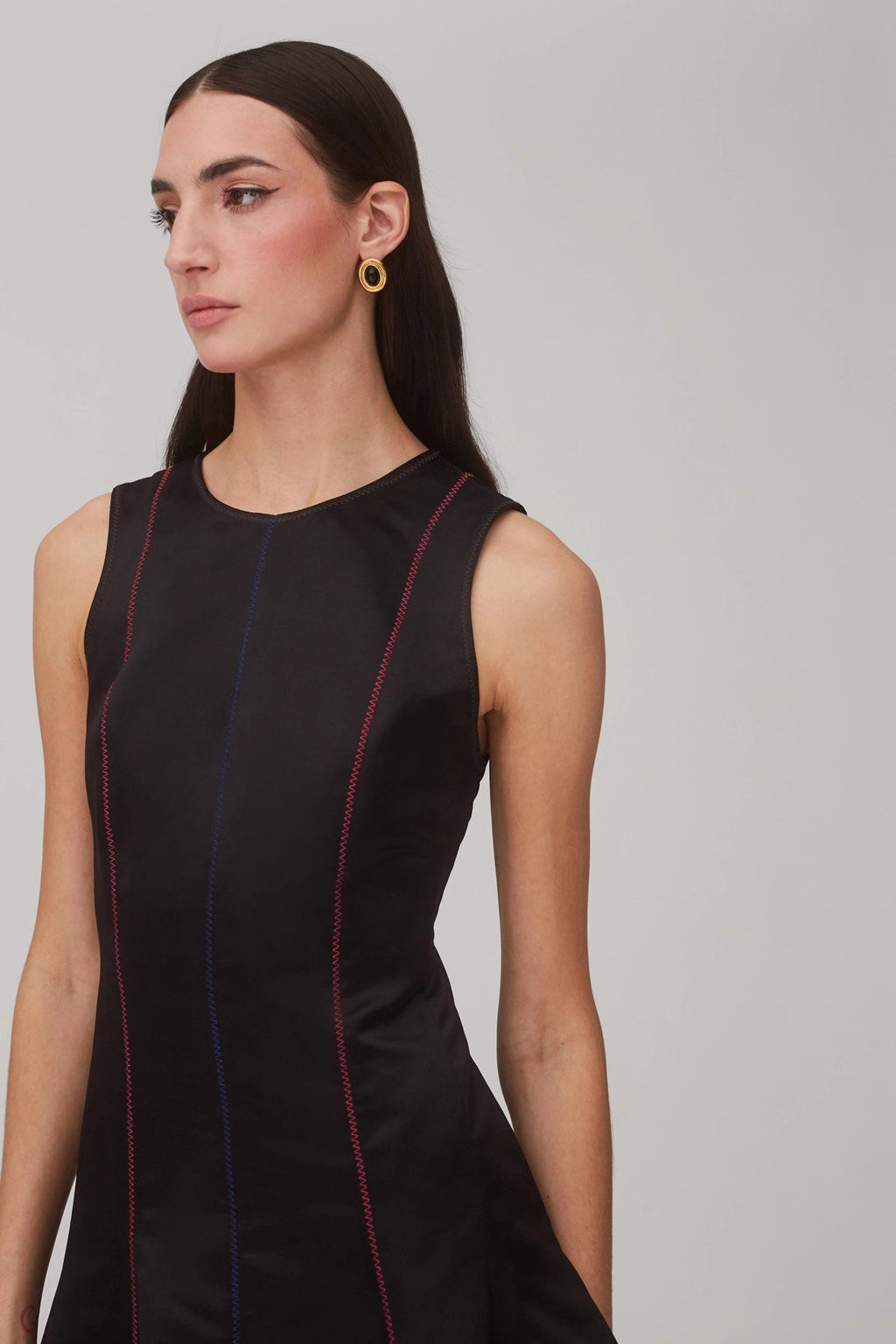 Larroude Sarah Dress In Black Satin