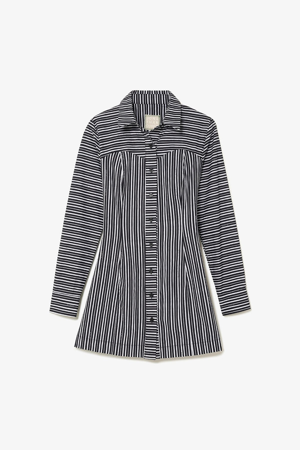 Larroude Annie Bustier Dress In Black and White Striped Cotton