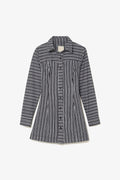 Larroude Annie Bustier Dress In Black and White Striped Cotton