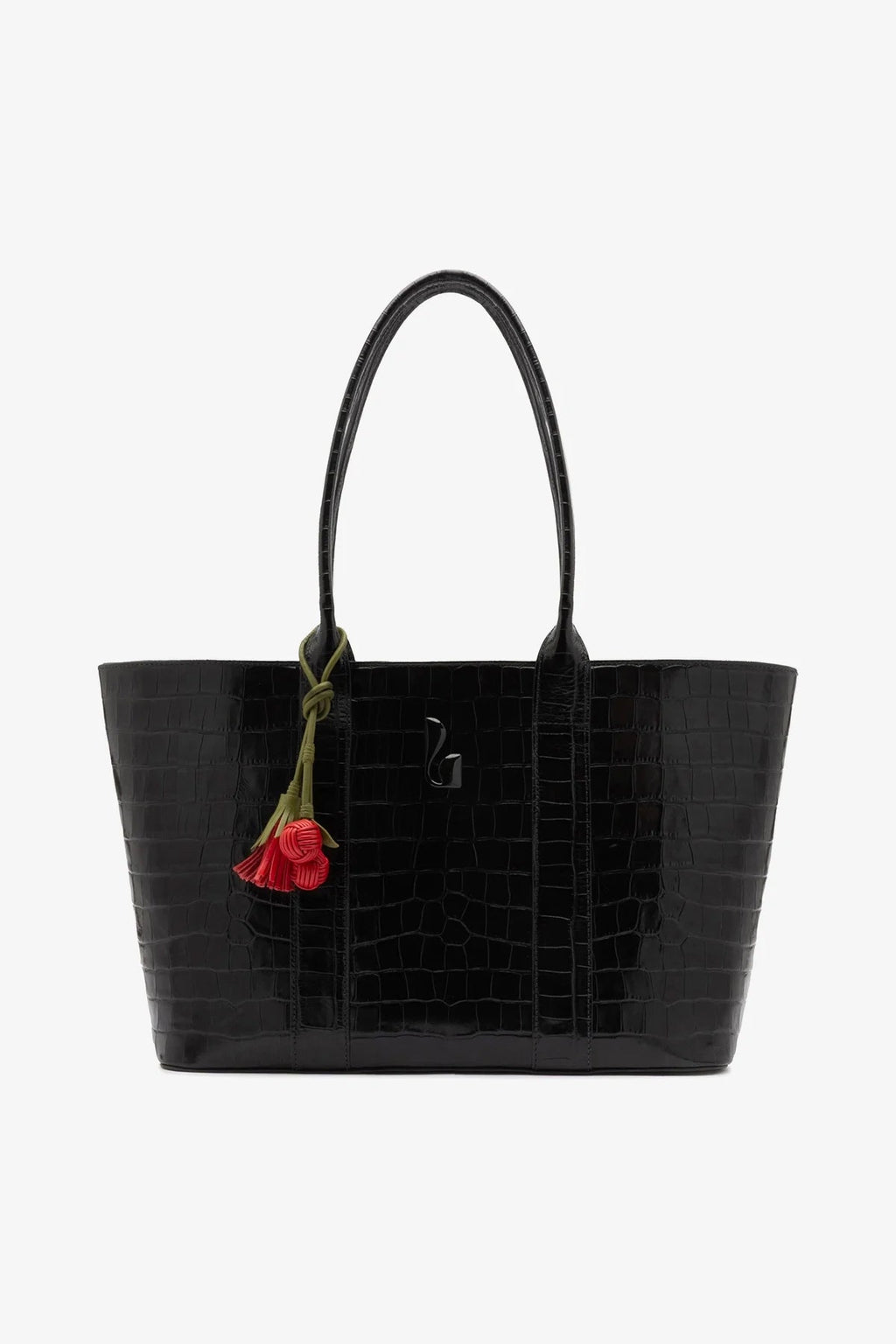 Larroude City Tote Bag Black Croco Leather