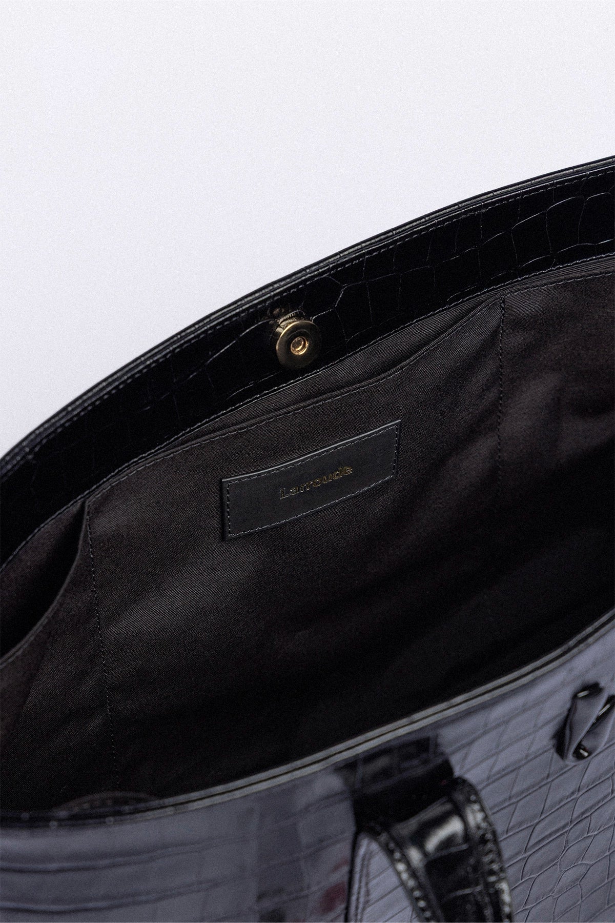 Larroude City Tote Bag Black Croco Leather
