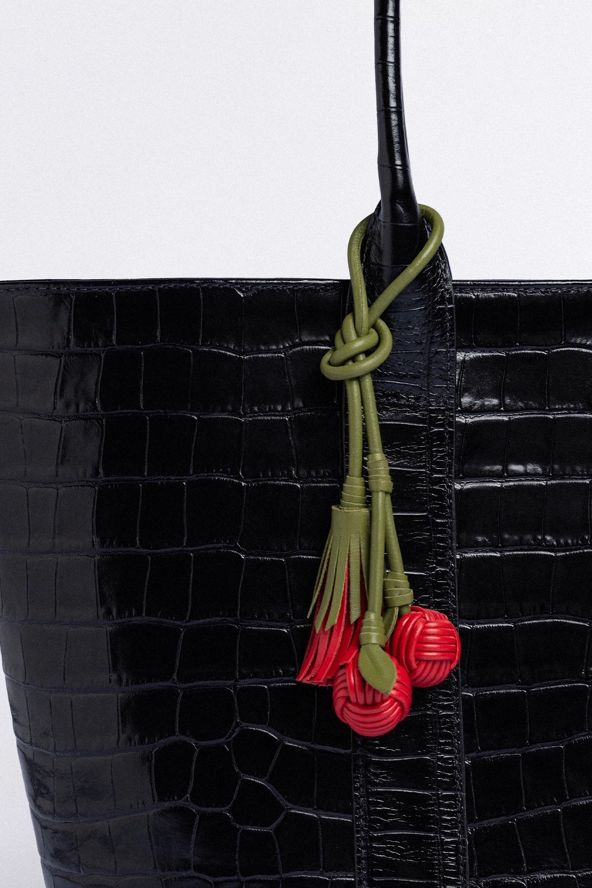 Larroude City Tote Bag Black Croco Leather