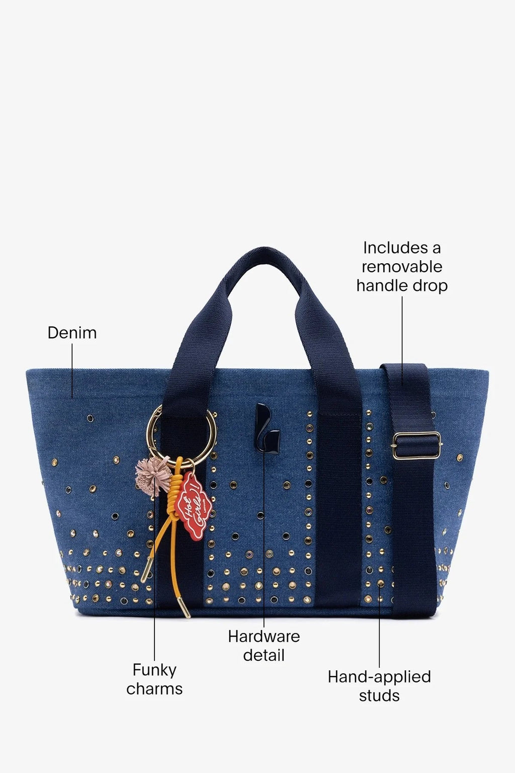 Larroude Americana Tote Bag Blue Denim