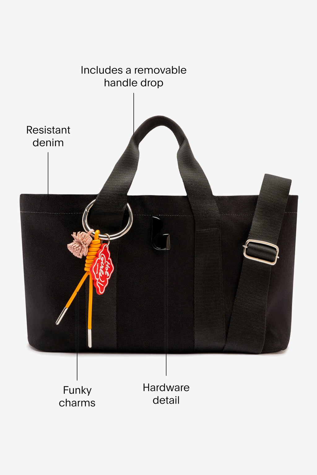 Larroude Americana Tote Bag In Black Denim