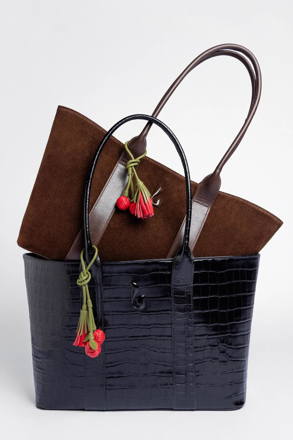 Larroude City Tote Bag Brown Suede