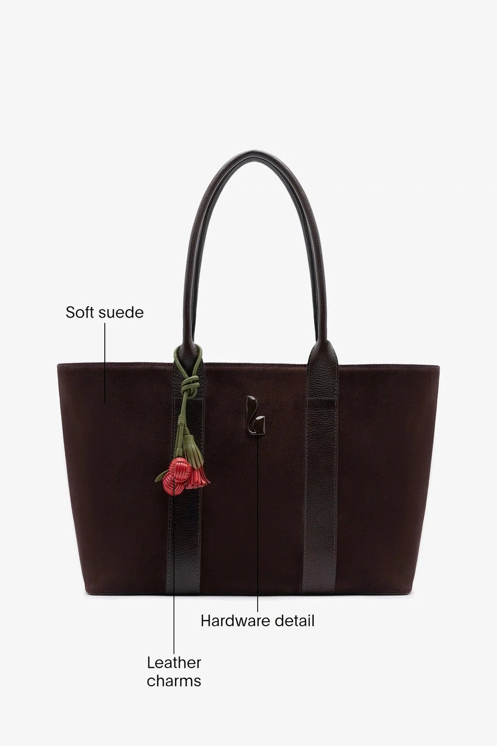 Larroude City Tote Bag Brown Suede