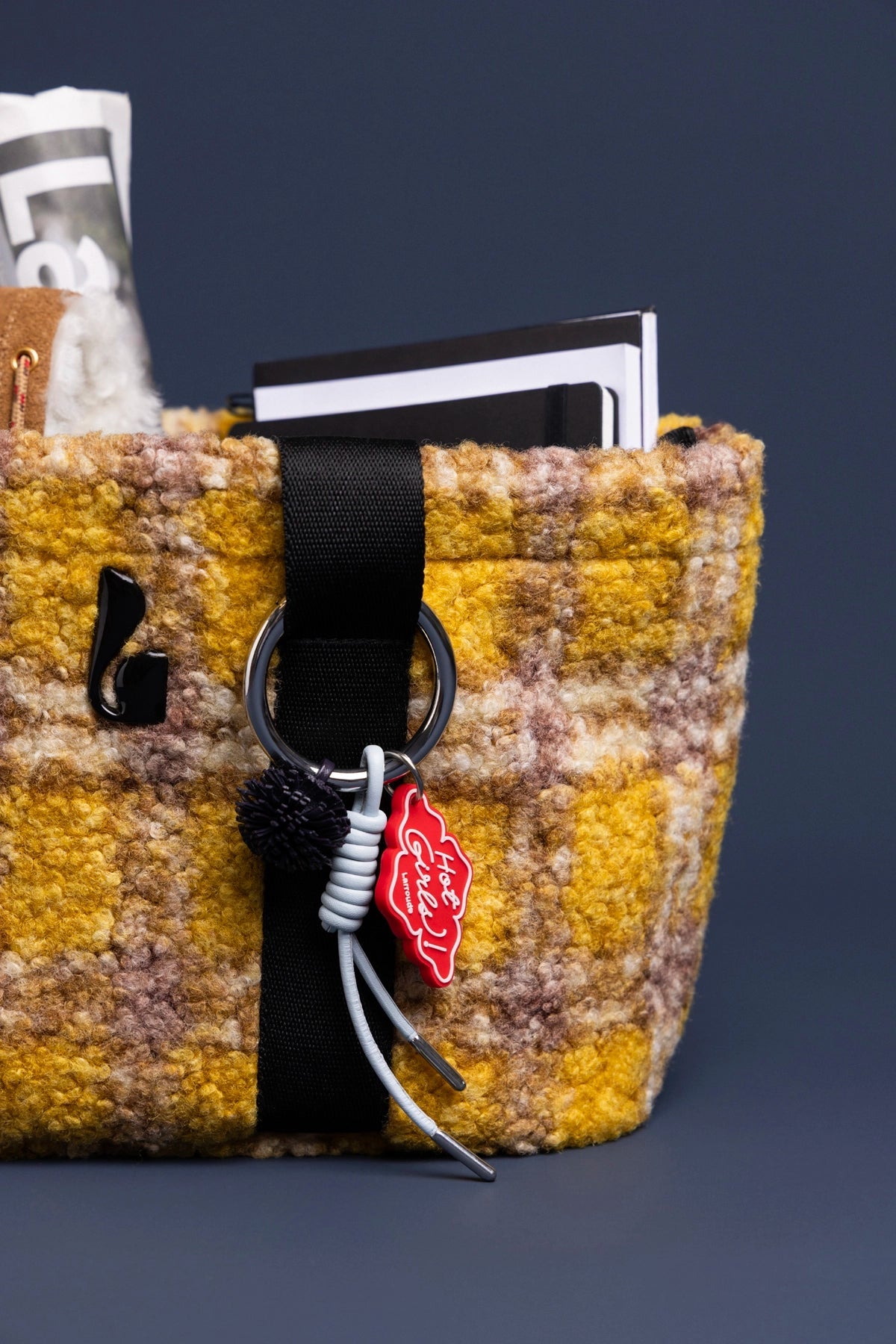 Larroude Americana Tote Bag In Dijon Plaid Fur