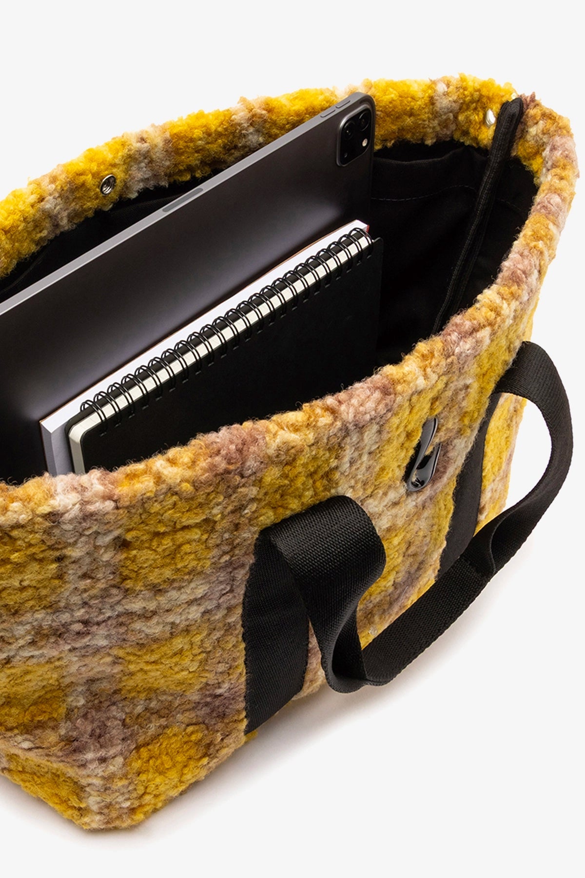 Larroude Americana Tote Bag In Dijon Plaid Fur