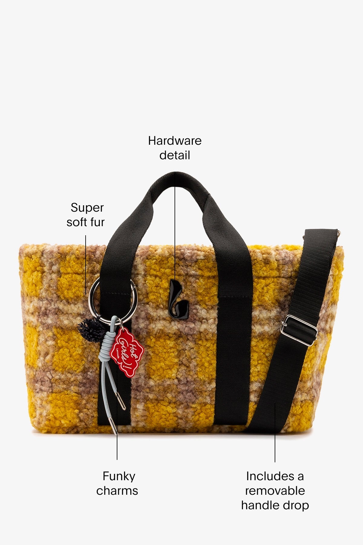 Larroude Americana Tote Bag In Dijon Plaid Fur