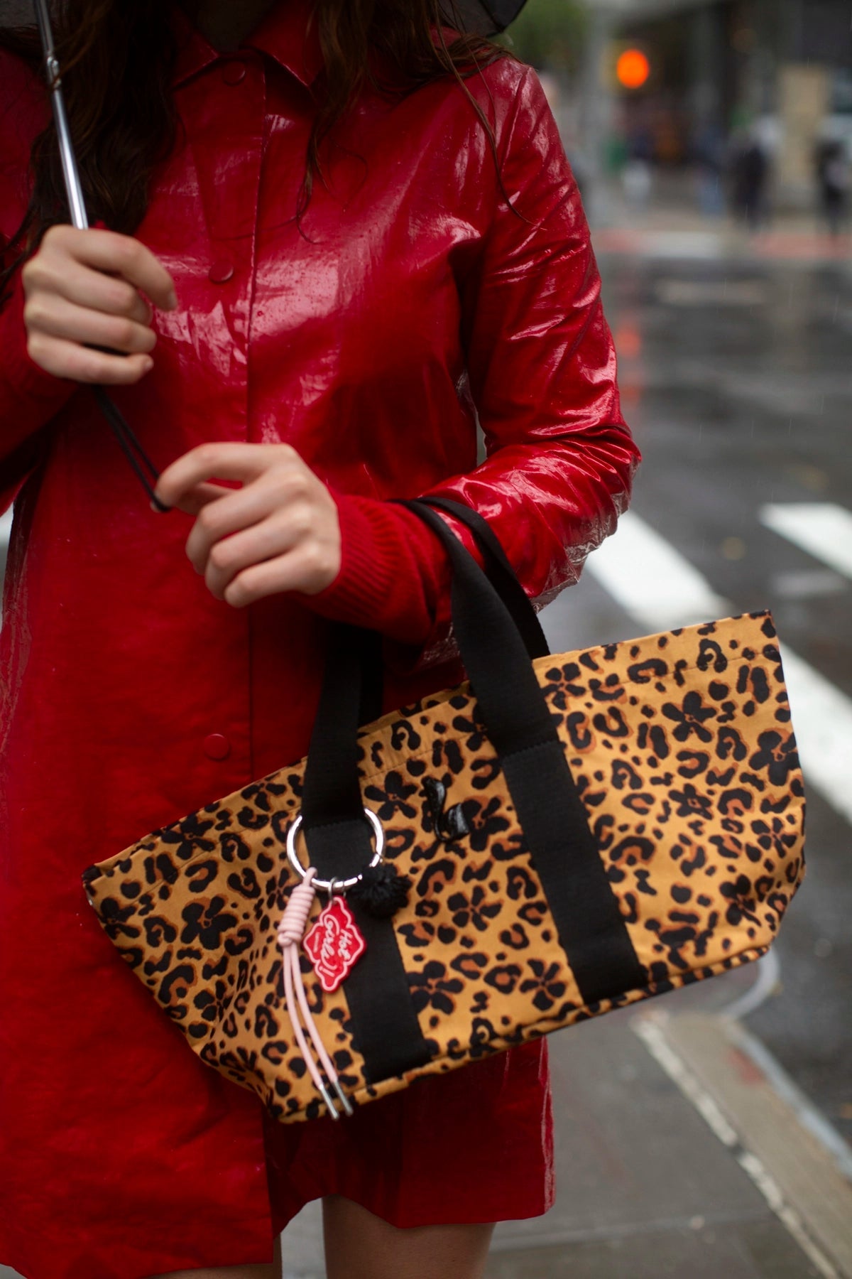 Larroude Americana Tote Bag In Leopard Jacquard