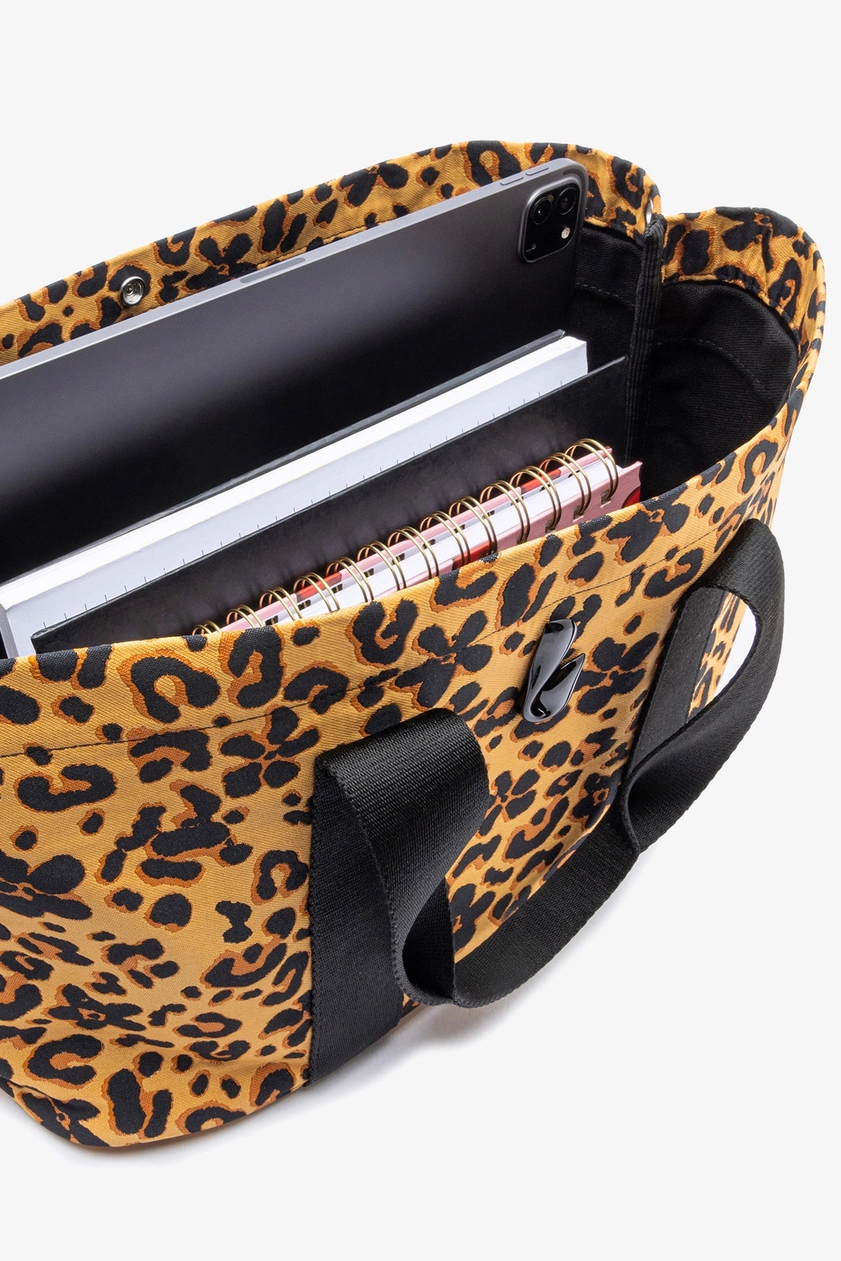 Larroude Americana Tote Bag In Leopard Jacquard