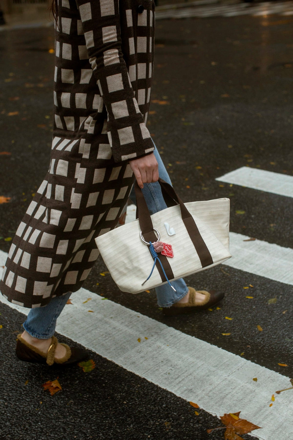 Larroude Americana Tote Bag In Ivory Awning Stripe