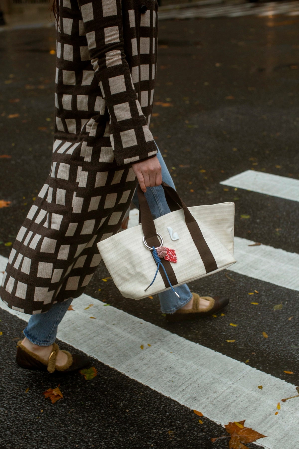 Larroude Americana Tote Bag In Ivory Awning Stripe