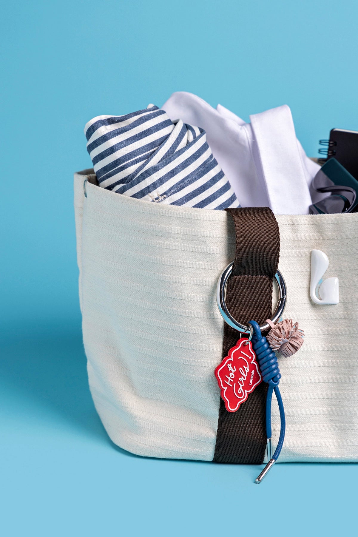 Larroude Americana Tote Bag In Ivory Awning Stripe