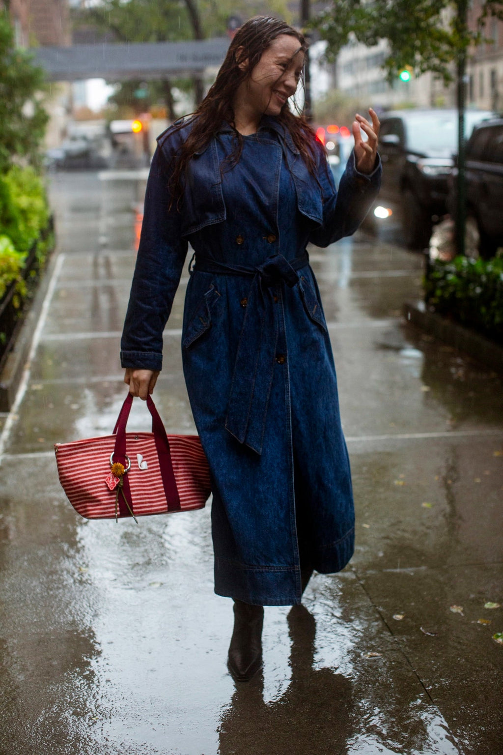 Larroude Americana Tote Bag In Tulip Awning Stripe