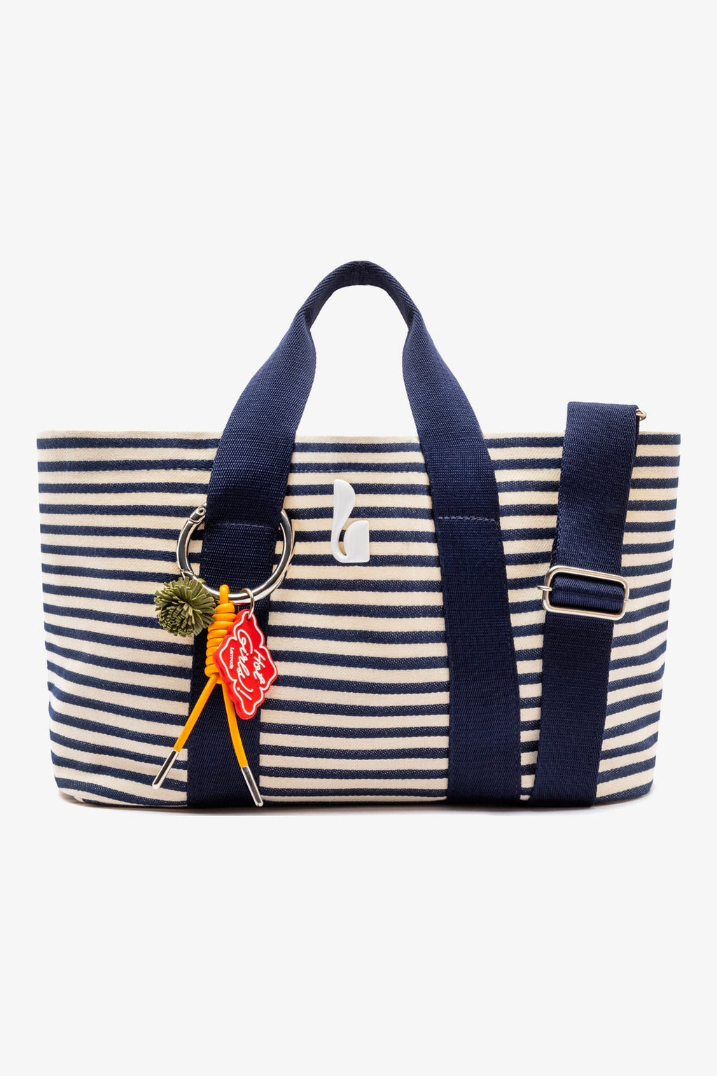 Larroude Americana Tote Bag In Indigo And Natural Awning Stripe