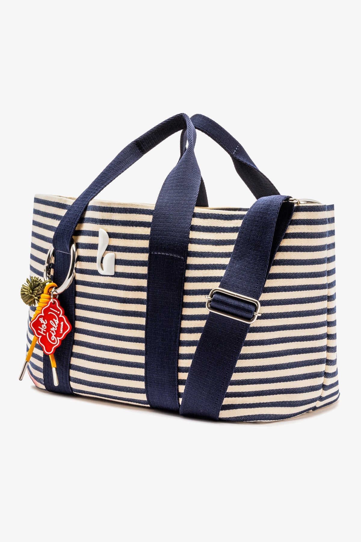 Larroude Americana Tote Bag In Indigo And Natural Awning Stripe