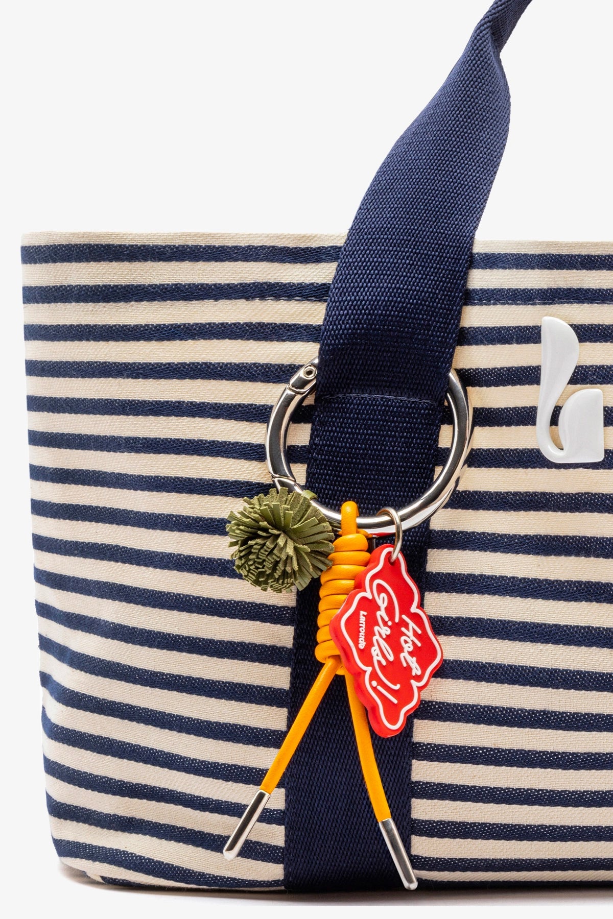 Larroude Americana Tote Bag In Indigo And Natural Awning Stripe