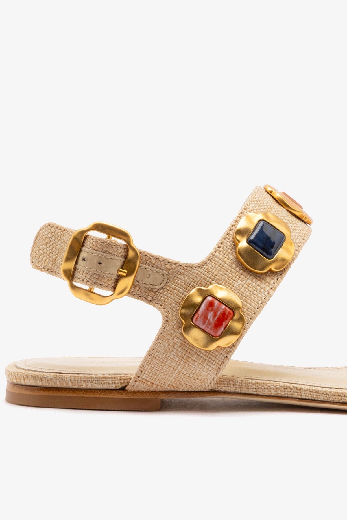 Larroude Milan Gioiello Flat In Beige Raffia