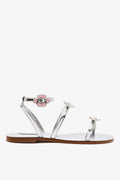Larroude Tinx Flat Sandal In Silver Specchio