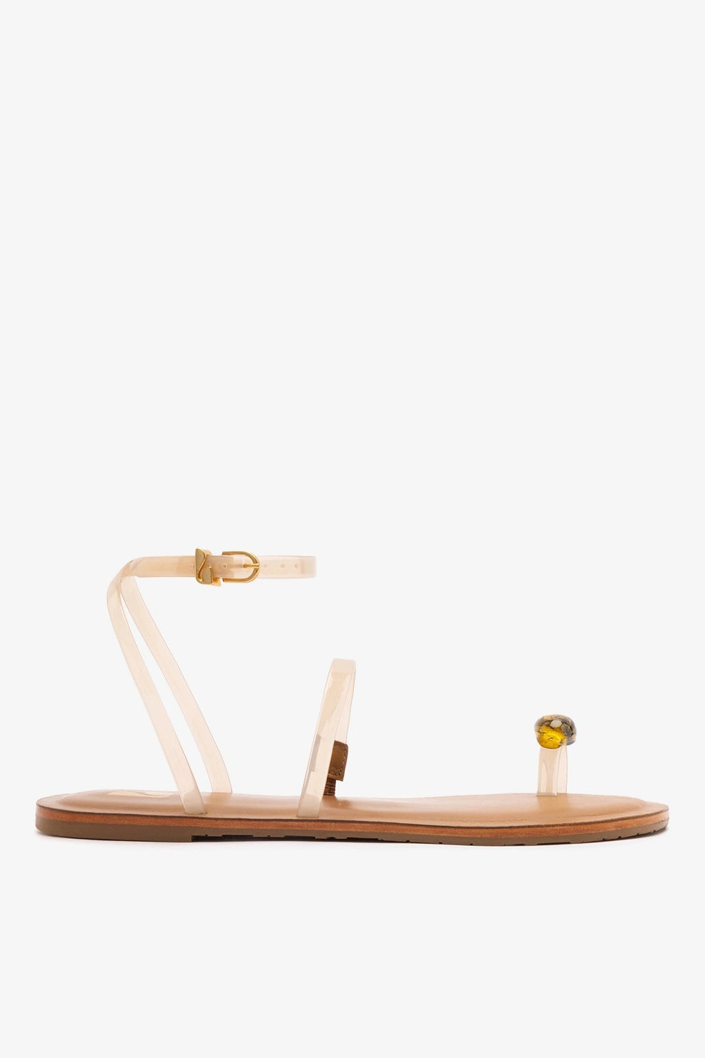 Larroude Biarritz Jelly Flat Sandal In Ivory Vinyl