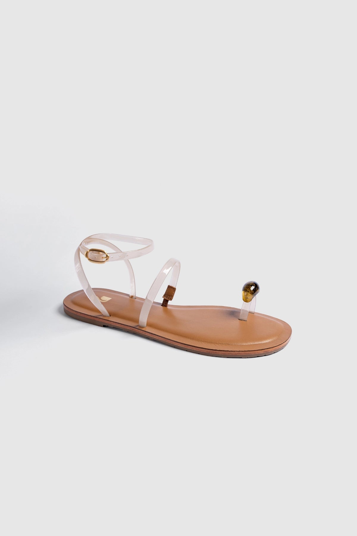 Larroude Biarritz Jelly Flat Sandal In Ivory Vinyl