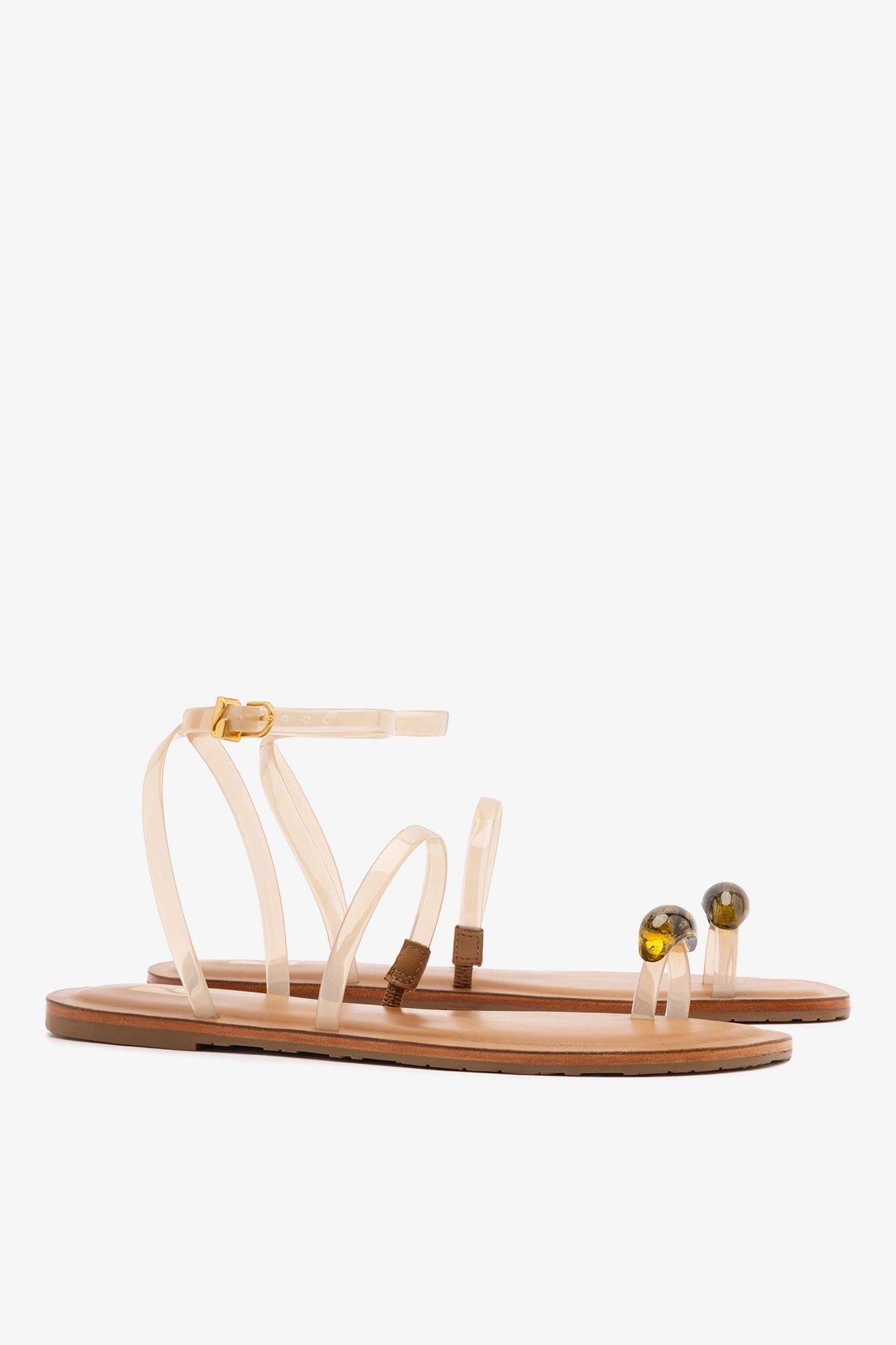Larroude Biarritz Jelly Flat Sandal In Ivory Vinyl