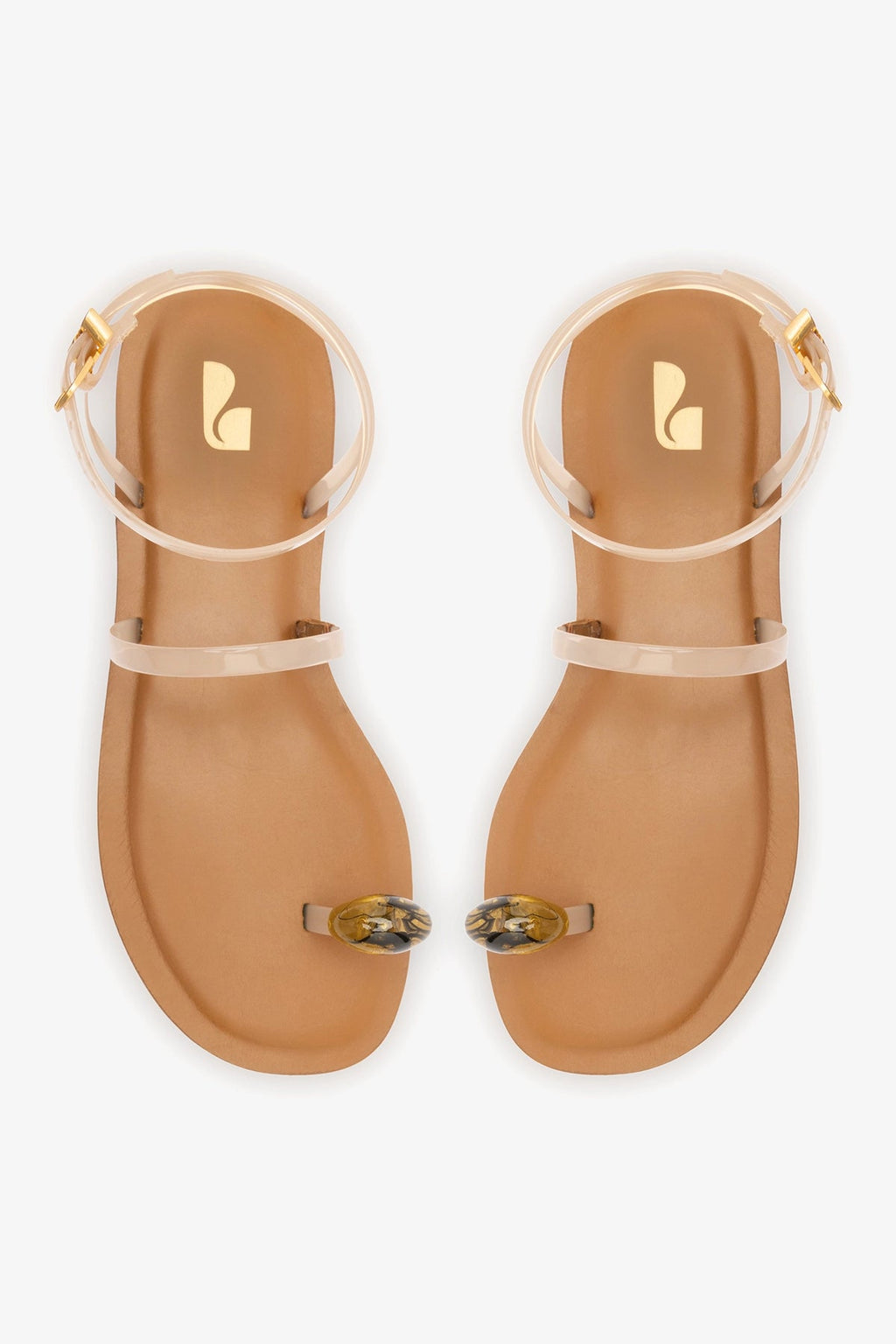 Larroude Biarritz Jelly Flat Sandal In Ivory Vinyl