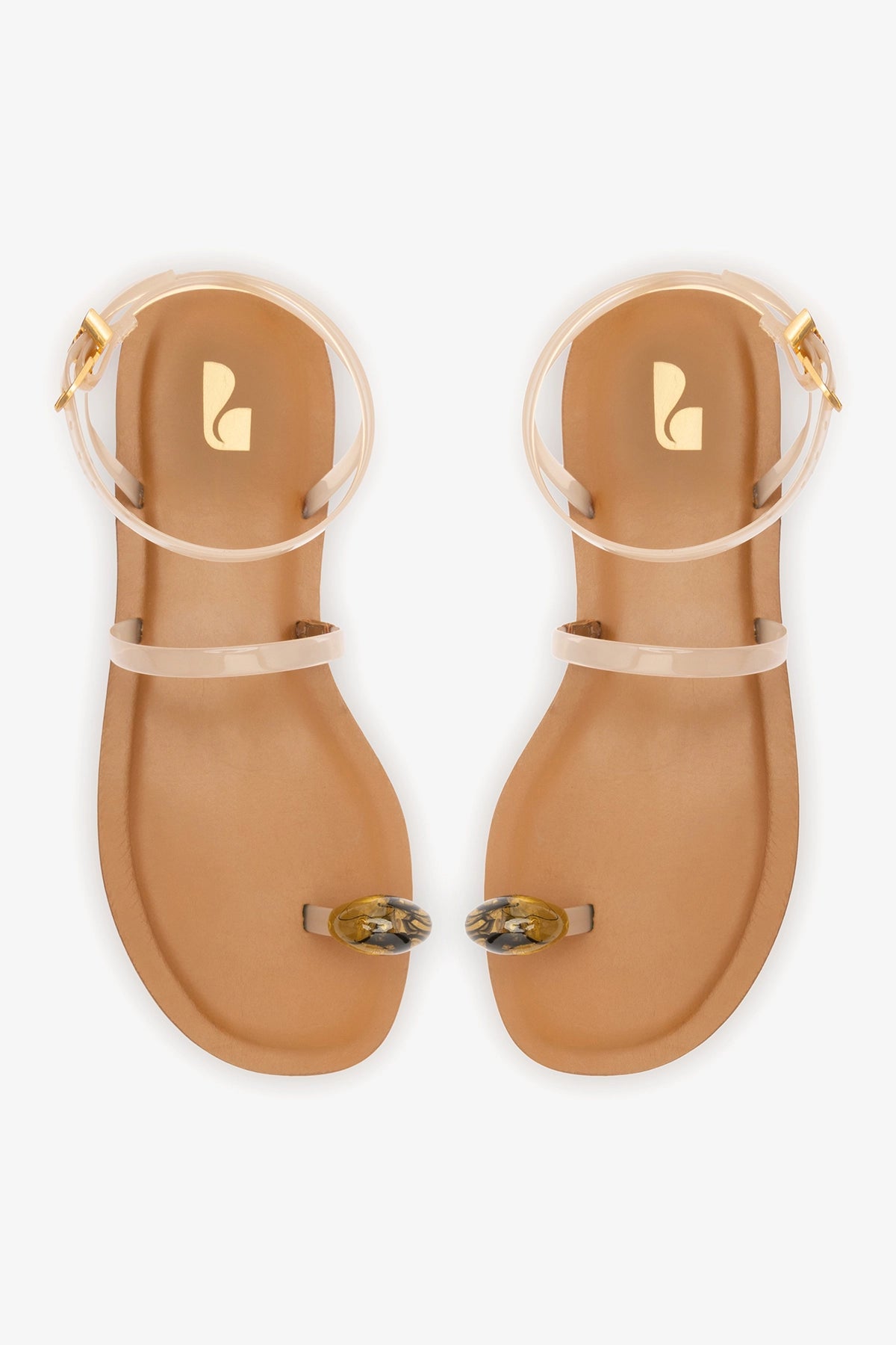 Larroude Biarritz Jelly Flat Sandal In Ivory Vinyl