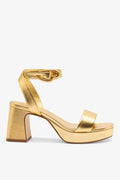 Larroude Dolly Verona Low Sandal In Gold Metallic Leather