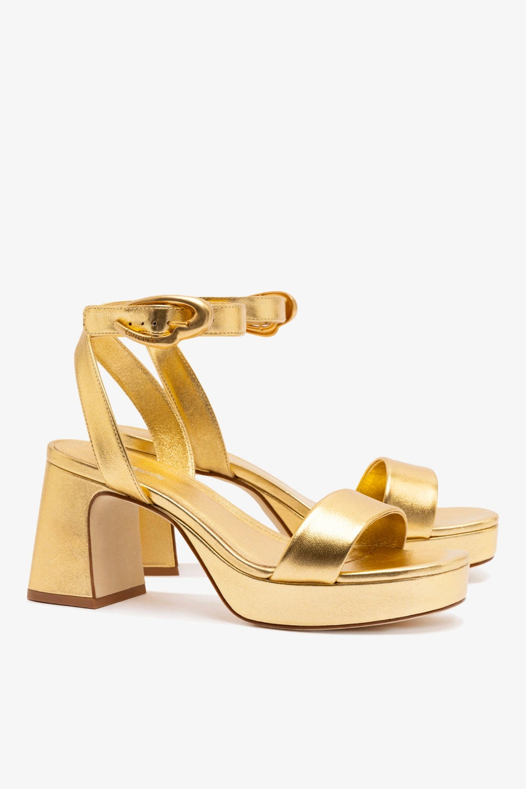 Larroude Dolly Verona Low Sandal In Gold Metallic Leather