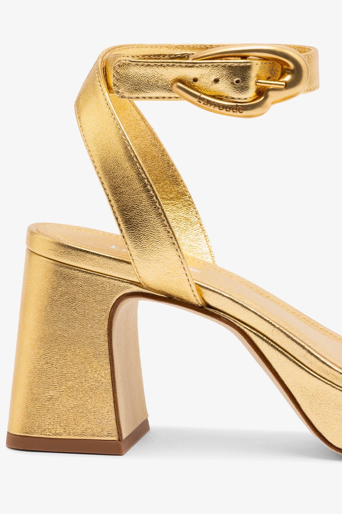 Larroude Dolly Verona Low Sandal In Gold Metallic Leather